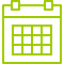 Un'icona del calendario verde su sfondo verde.